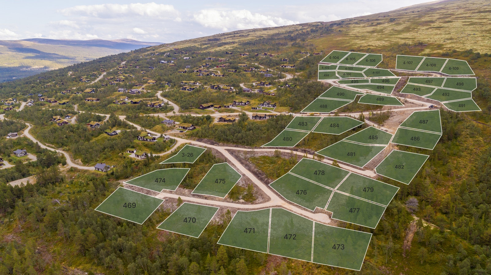 Vår hytte er prosjektert på tomt nr. 476. Galleribilde