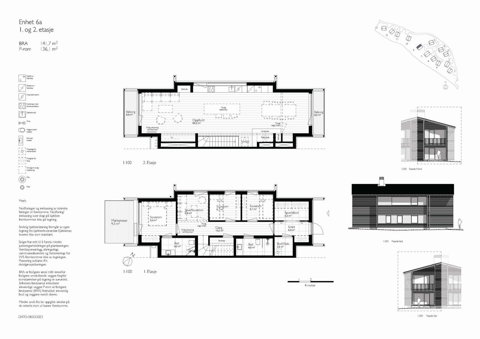 Planløsninger og fasader, Vinterro Chalet 6A (141 kvm BRA-i). Galleribilde