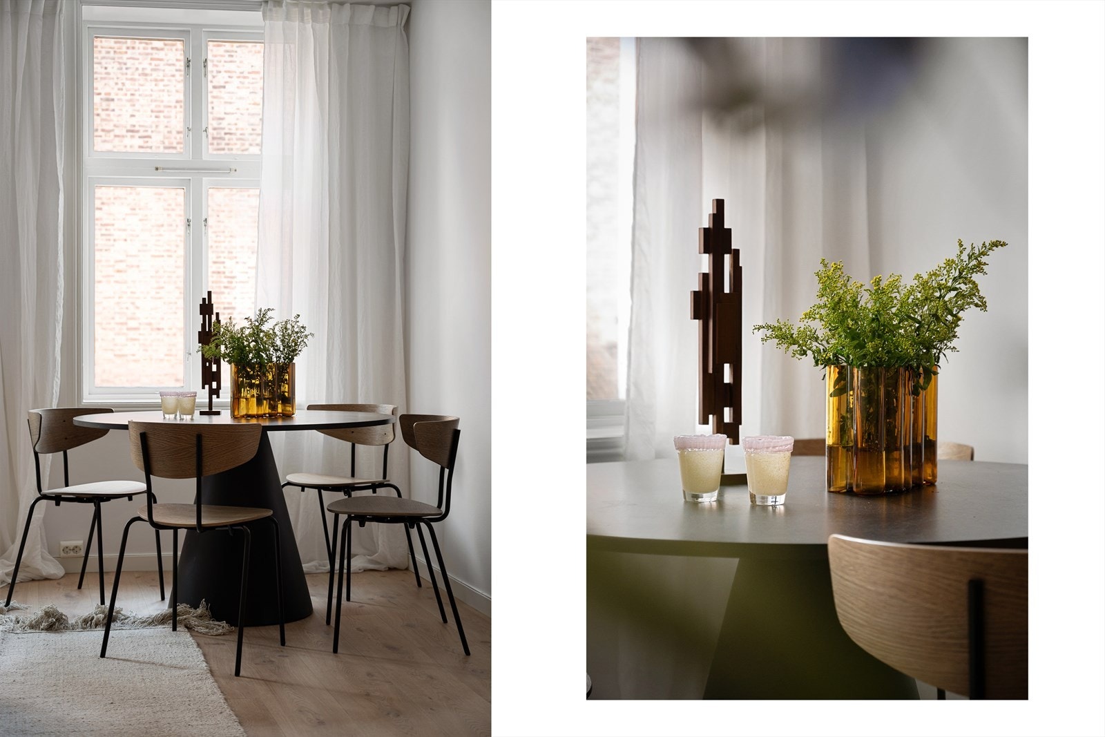 Spisebordet finner sin naturlige plass i hjørnet. Galleribilde