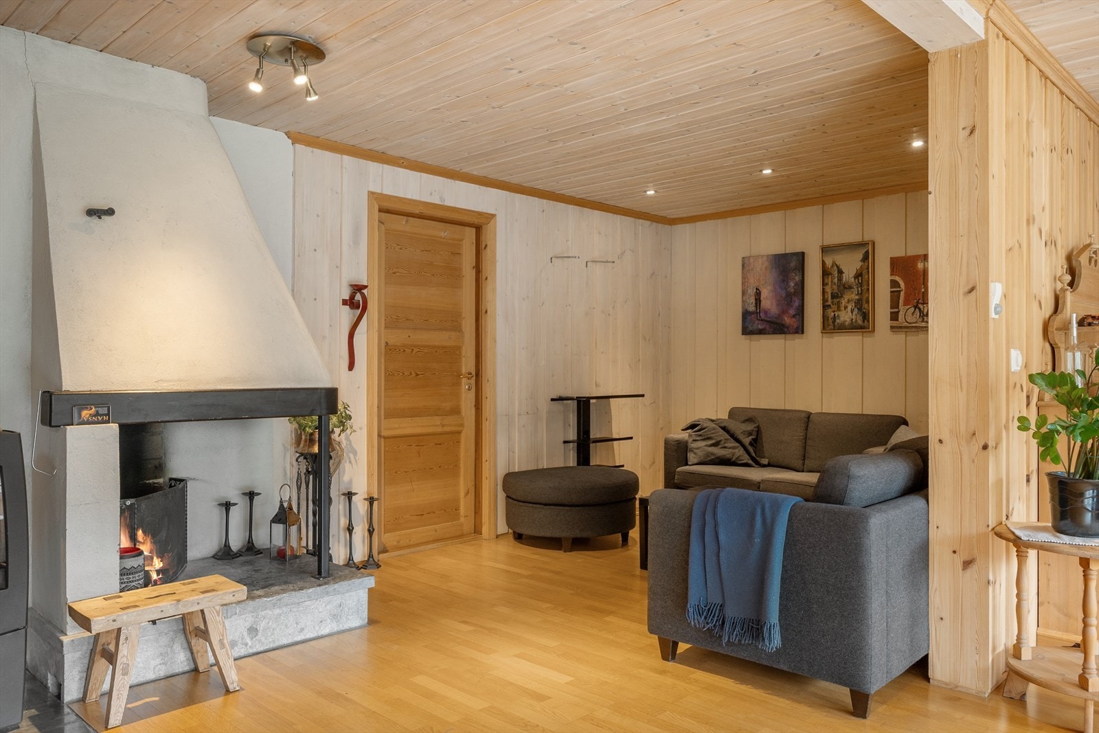 En hyggelig del av stuen med peis. Galleribilde