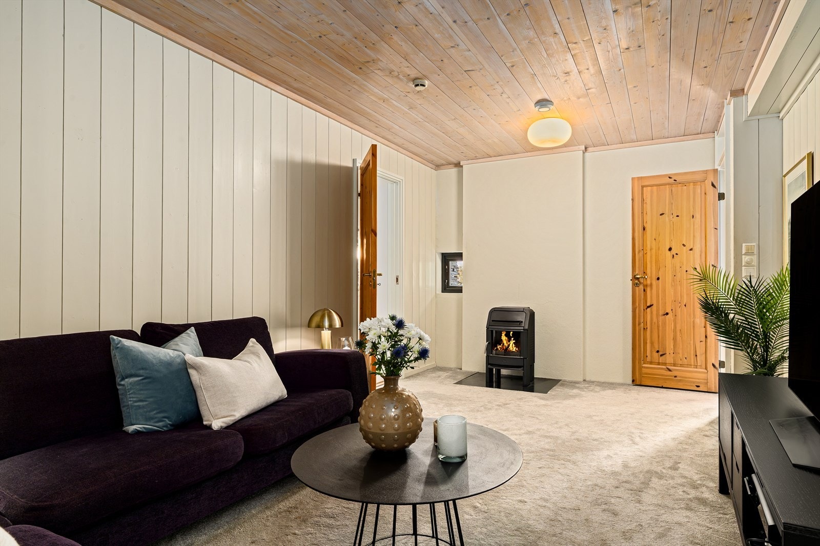 Tv stue med nytt vegg til vegg teppe Galleribilde