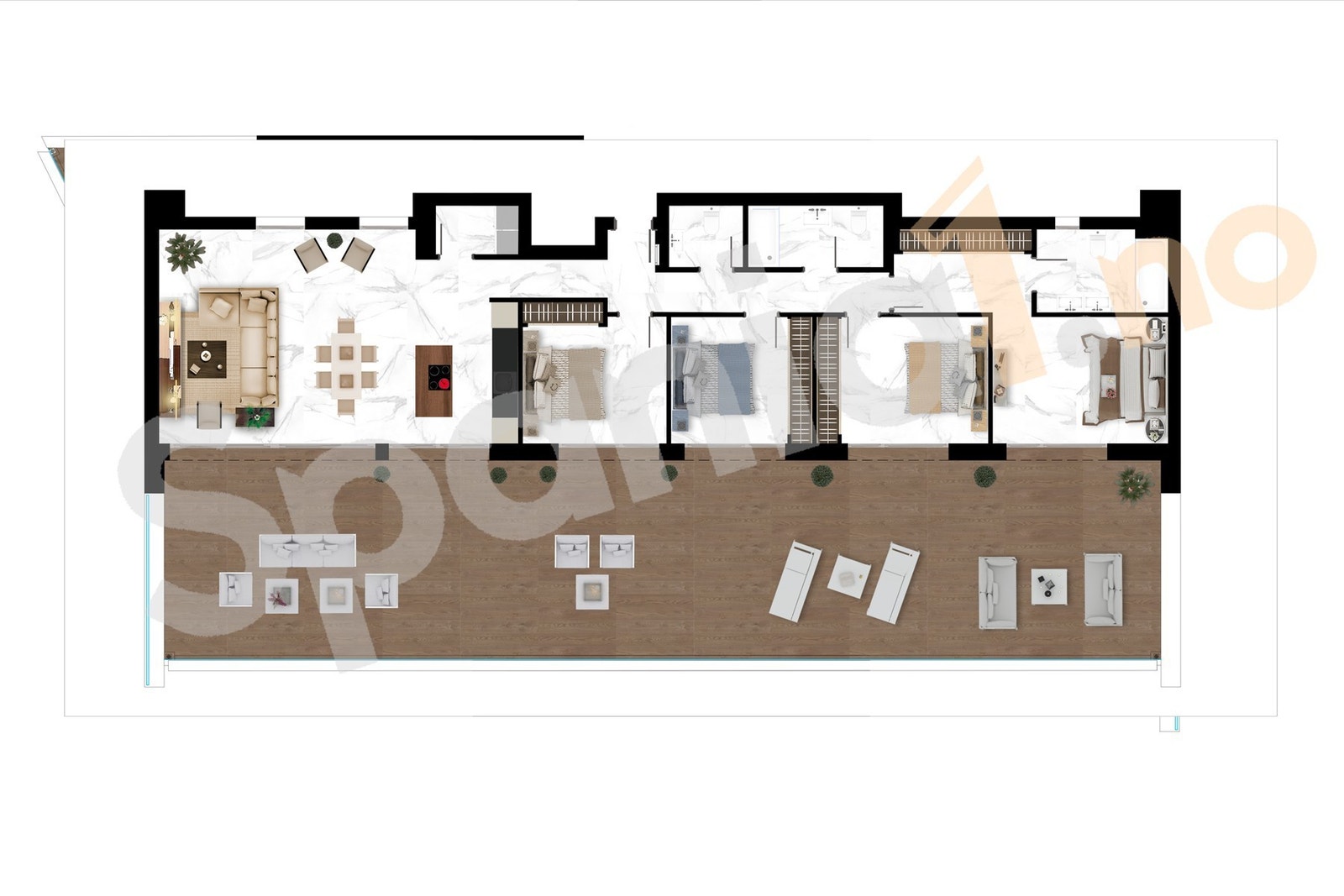 Plantegning leilighet med 4 soverom Galleribilde