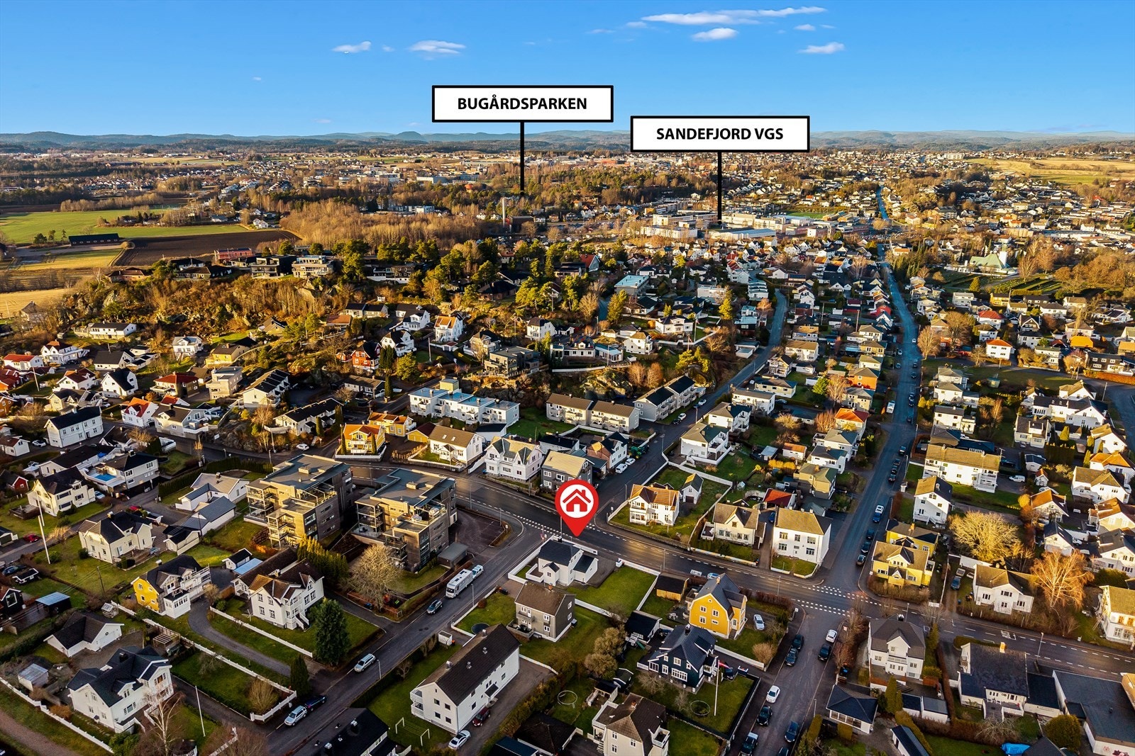 Kort vei til barnehager, skoler og vakre Bugårdsparken Galleribilde