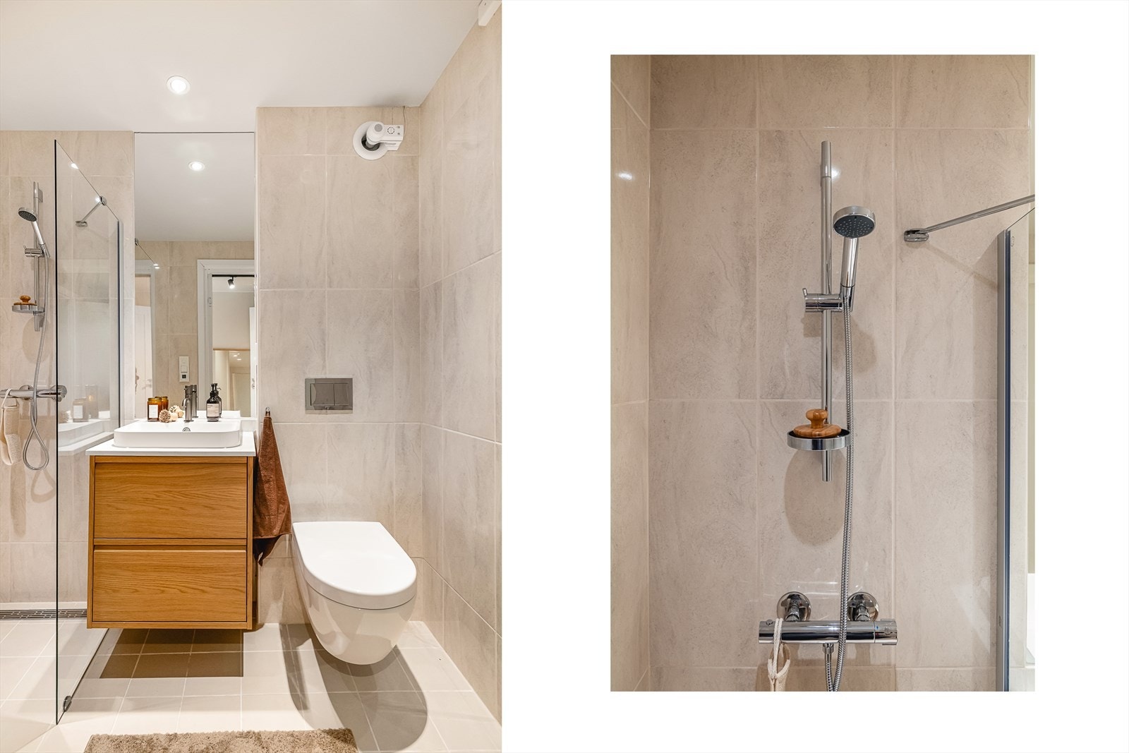 Nydelig bad med varme i gulv. Galleribilde