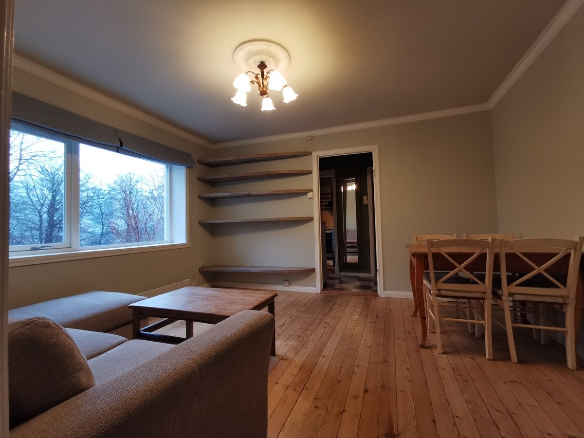 Plassbygde hyller, plass til TV. Galleribilde