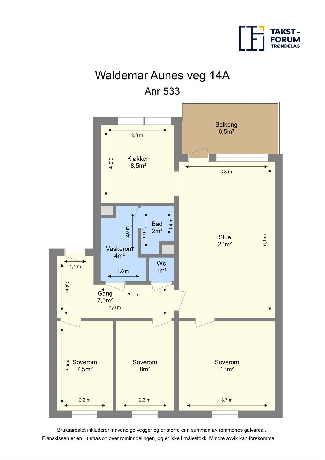 Ta en titt på planskissen og gjør deg kjent med romfordelingen! Galleribilde