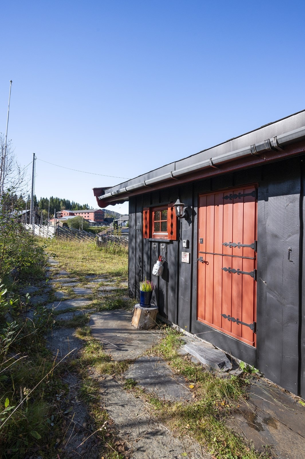 Fint inngangsparti, med gammeldags seterdør. Galleribilde