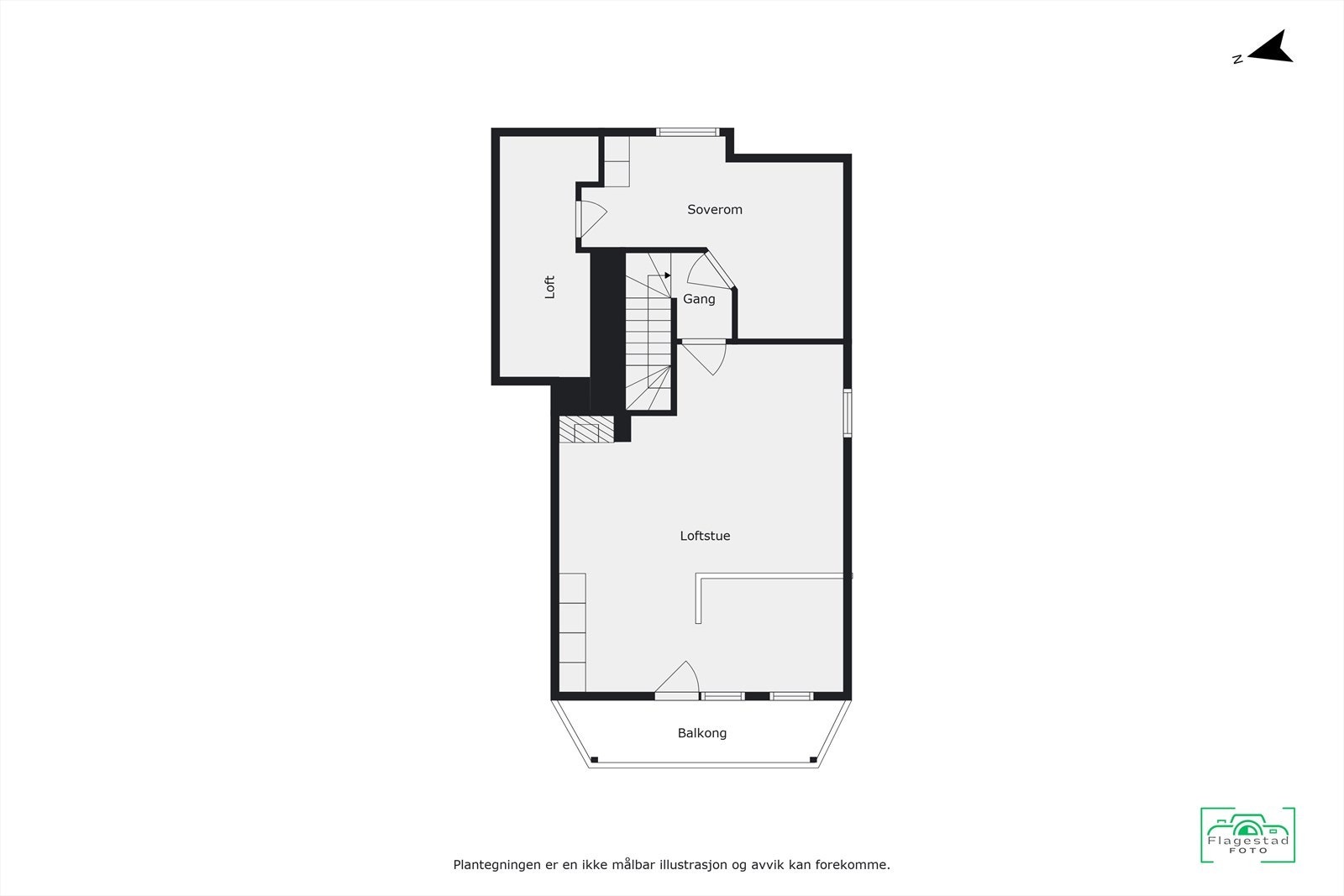 Plantegning loftetasje (innredet soverom i loftsetasje er ikke omsøkt og godkjent) Galleribilde