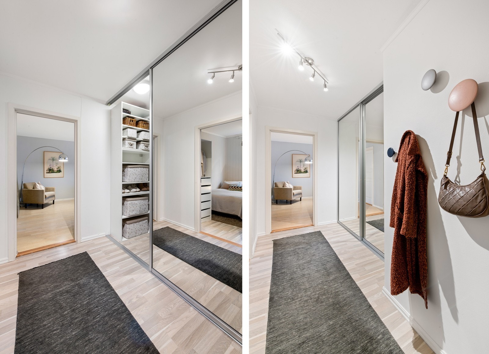 Innbydende og hyggelig entré med større garderobeløsning Galleribilde