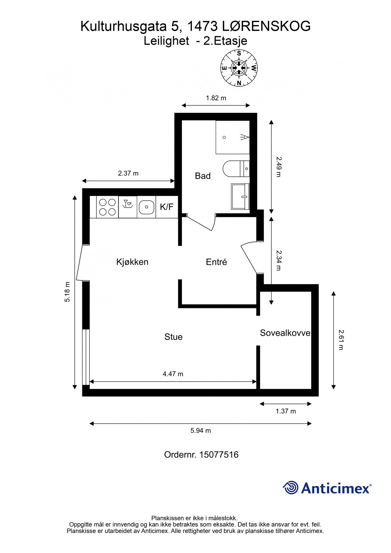 For en ekstra liten oversikt får du først se plantegningen over leiligheten. Galleribilde
