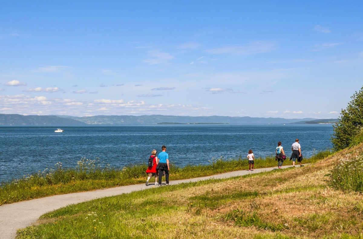 Nært Ladestien for turer langs sjøen Galleribilde