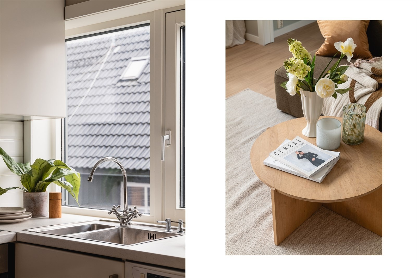 Leiligheten har gjennomgående lyse overflater og parkett på gulv. Galleribilde