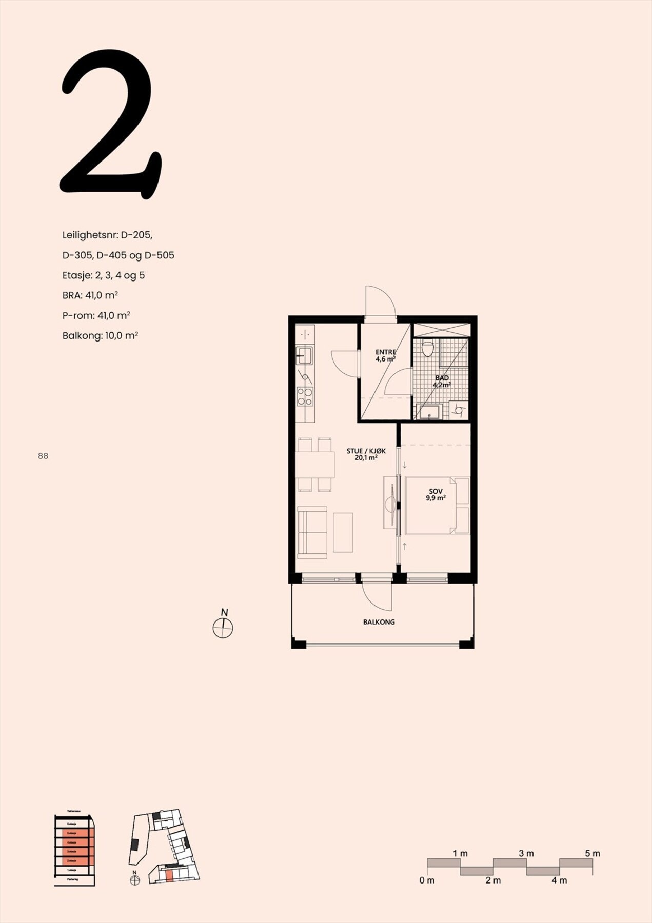 Plantegning - Leiligheten vender i sin helhet mot syd. Galleribilde