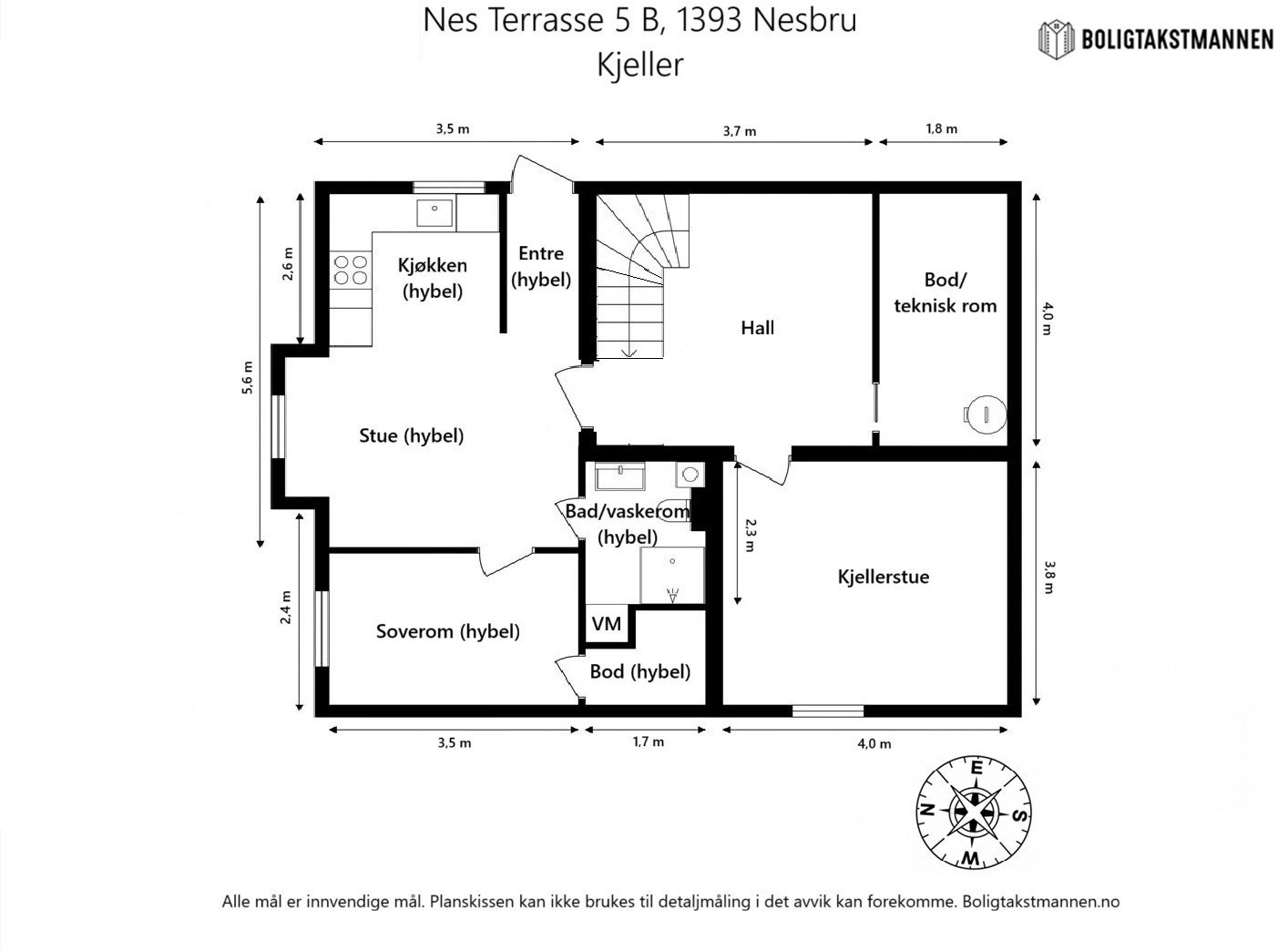 Planløsning for kjelleretasjen - Kjellerstue er formelt godkjent som bod/disp. rom (se salgsoppgaven). Galleribilde