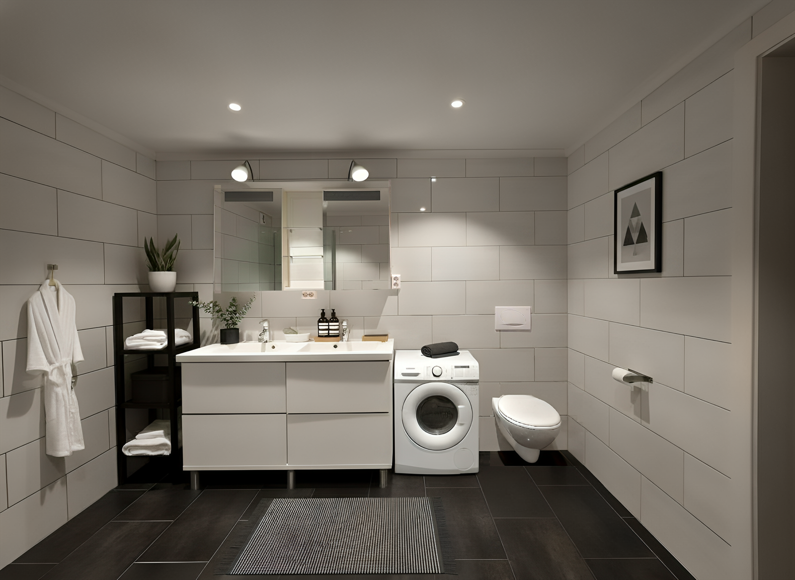 Badet i underetasjen har lys innredning. Galleribilde