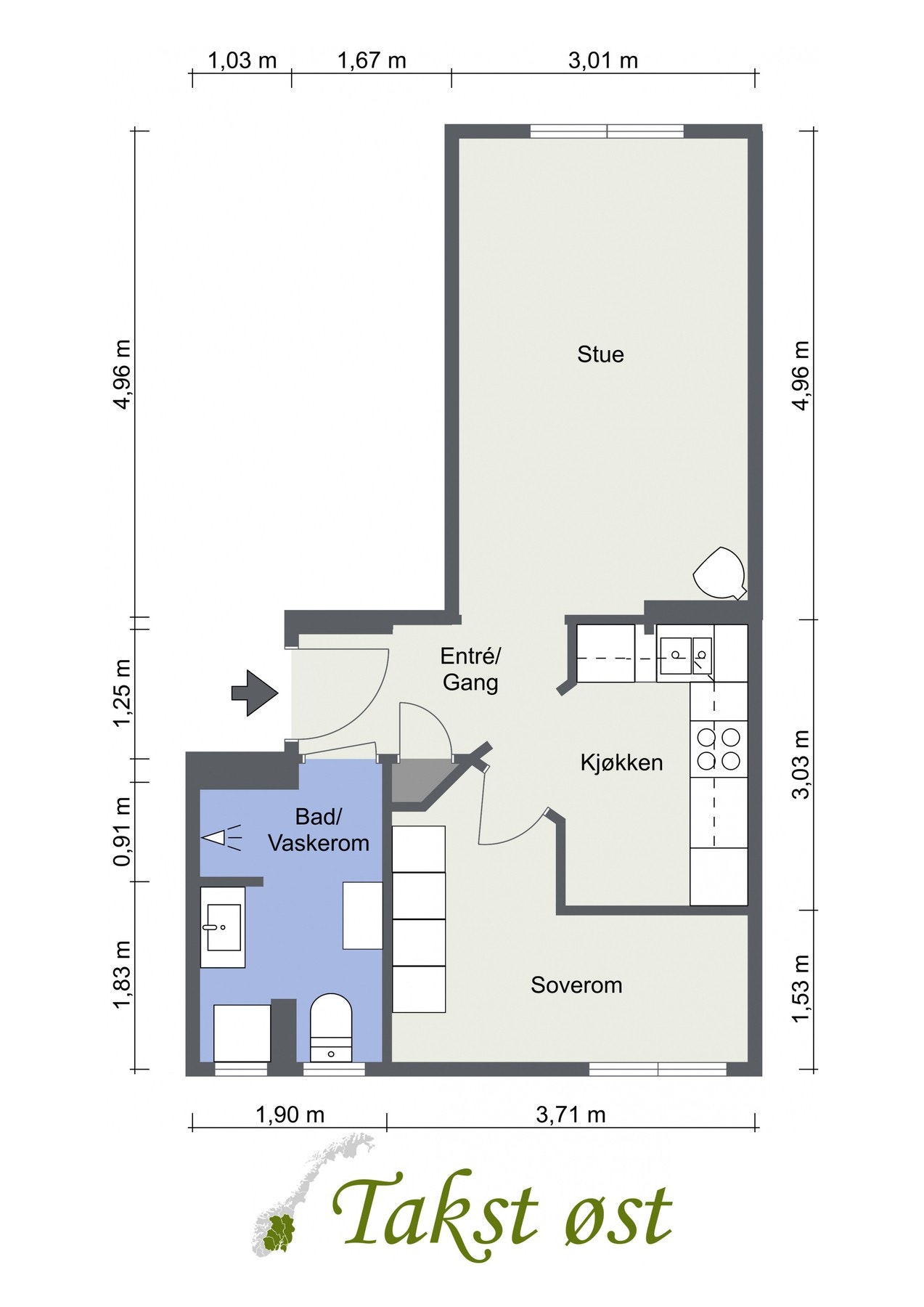 Leilighetens planskisse - avvik kan forekomme. Galleribilde