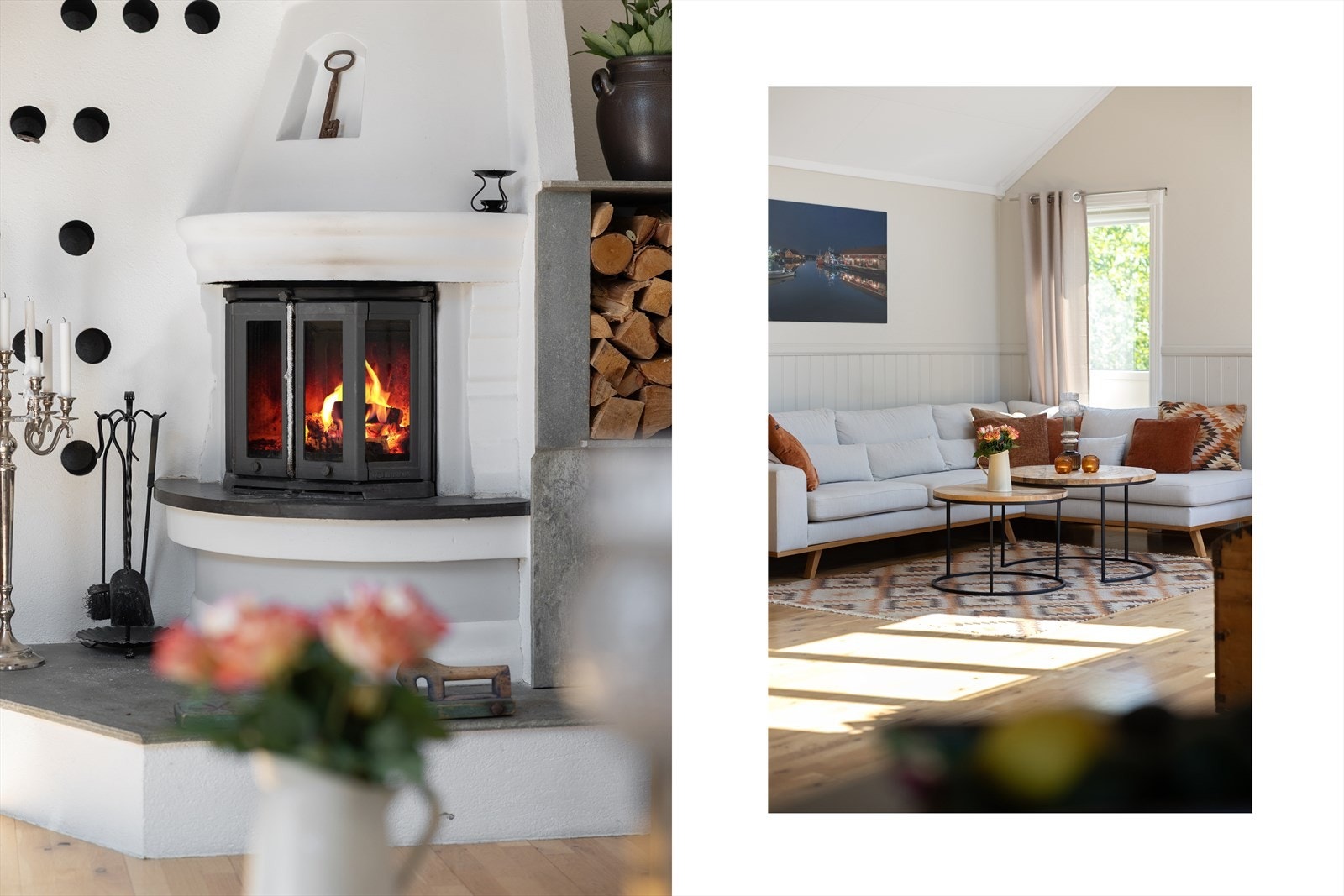 Sentralt i etasjen har du en vedovn Galleribilde