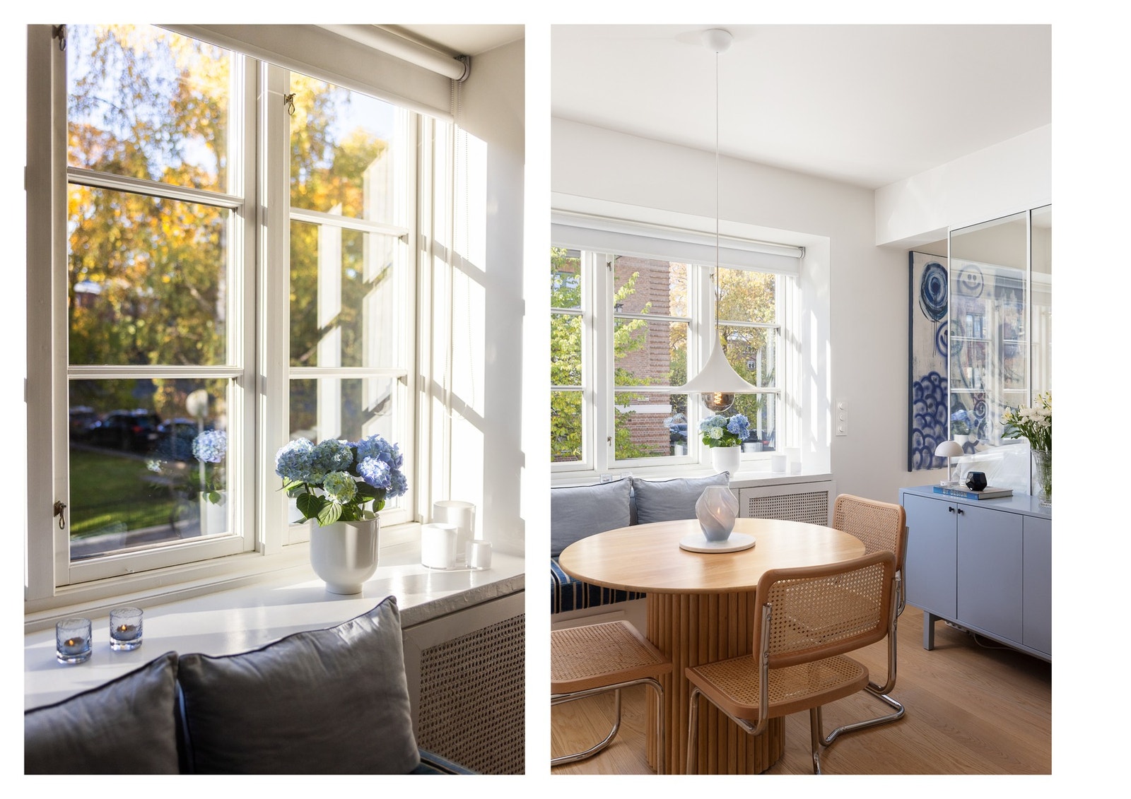 Store vindusflater byr på rikelig med naturlig lys. Galleribilde