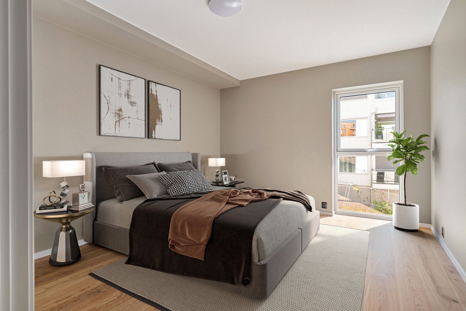 Leiligheten er oppvarmet med vannbåren gulvvarme. (Bildet er digitalt stylet) Galleribilde