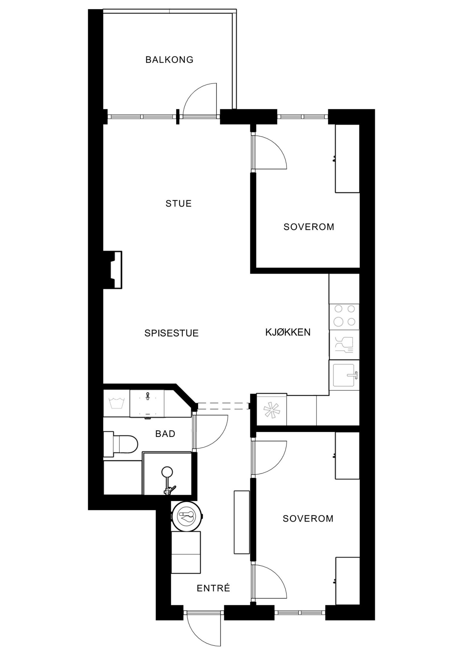 Arealeffektiv planløsning gir god romfølelse. Galleribilde
