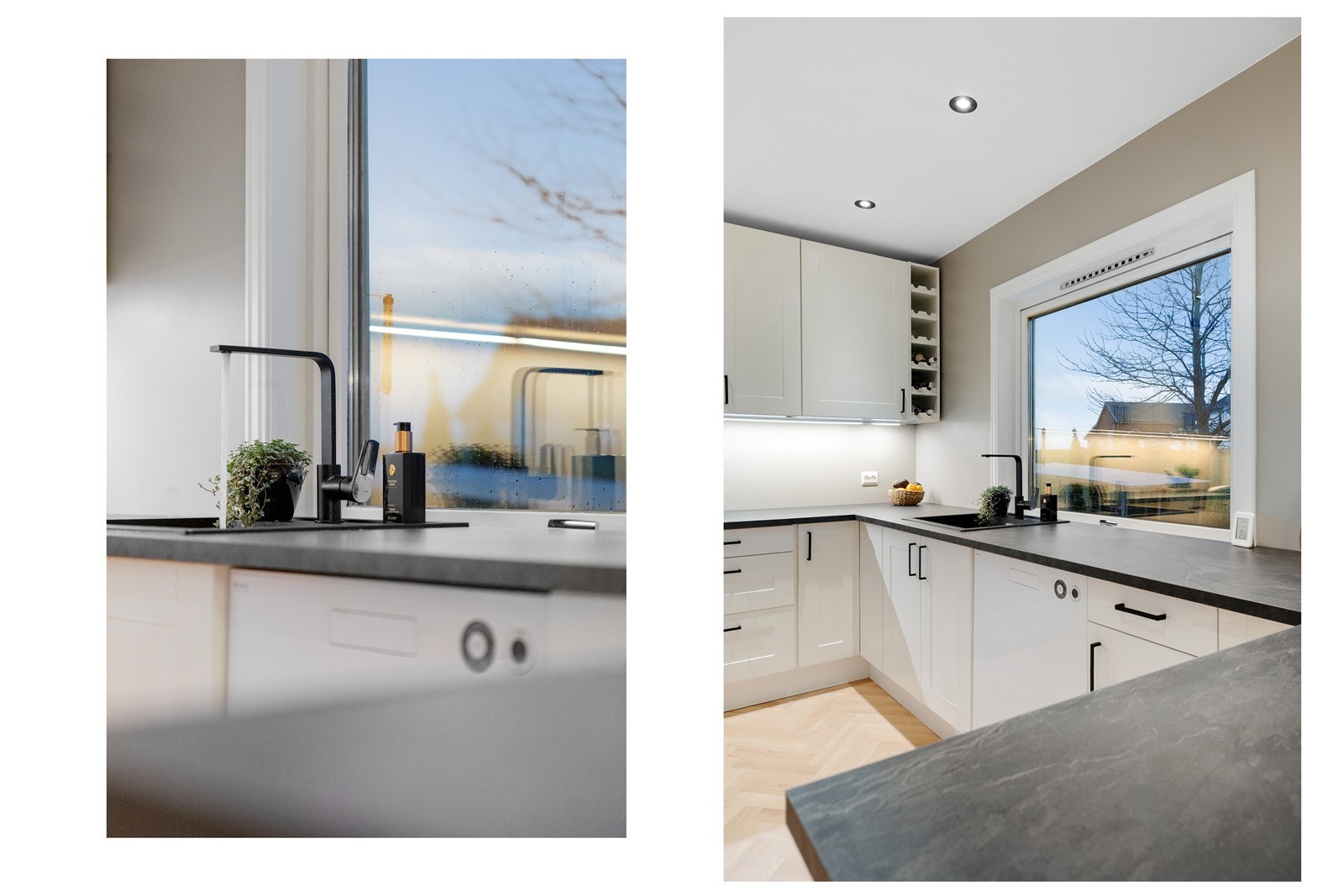 Collage 2 - Pent kjøkken med profilerte fronter Galleribilde