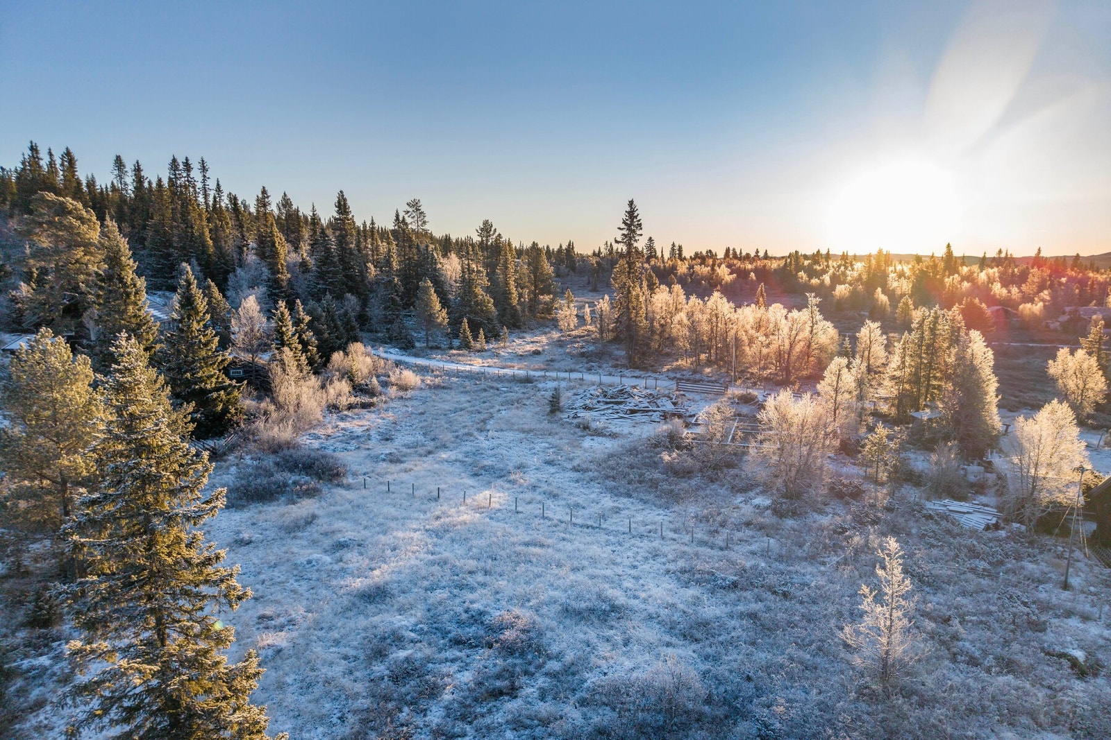 Snø og solsikkert område. Galleribilde