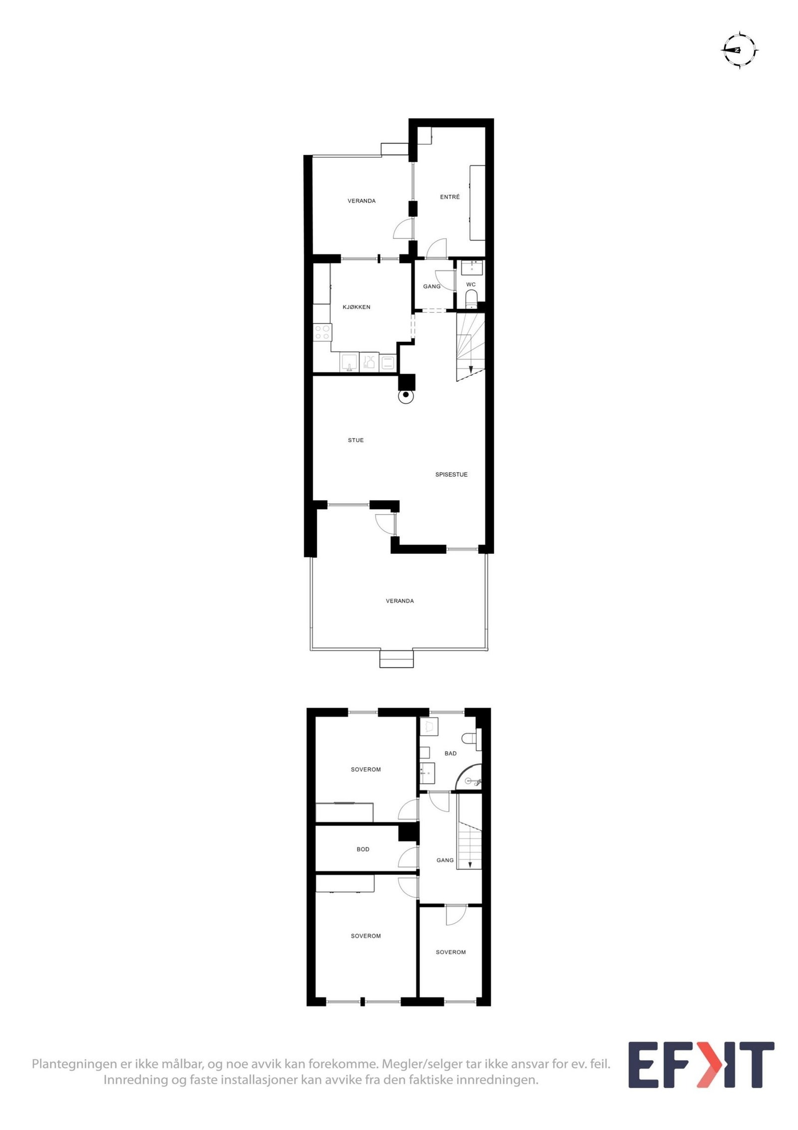 Plantegning begge etasjer Galleribilde
