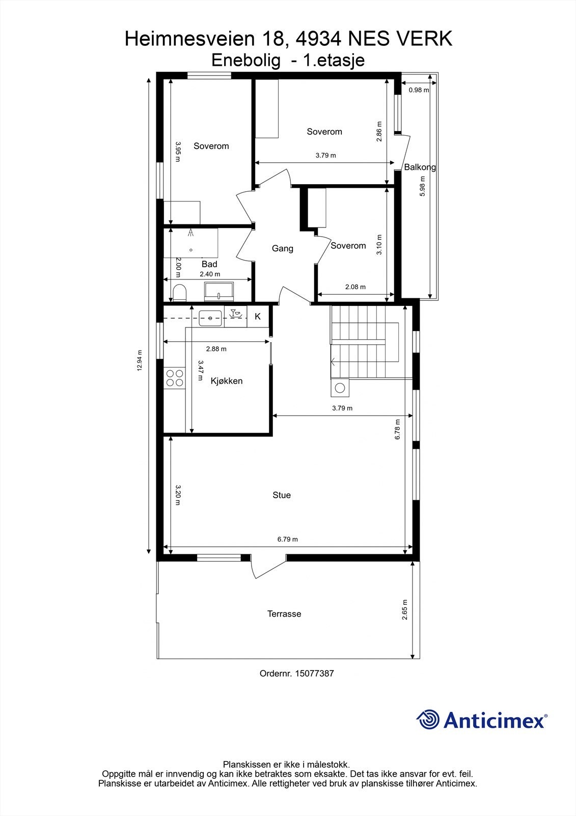 Plantegning hovedetasjen. Galleribilde