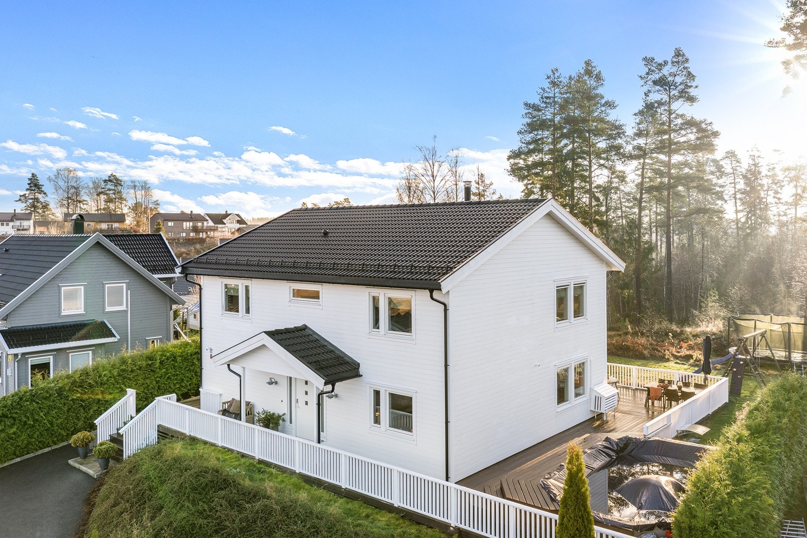 Eiendommen ligger i et etablert og rolig boligområde hovedsakelig bestående av eneboliger Galleribilde