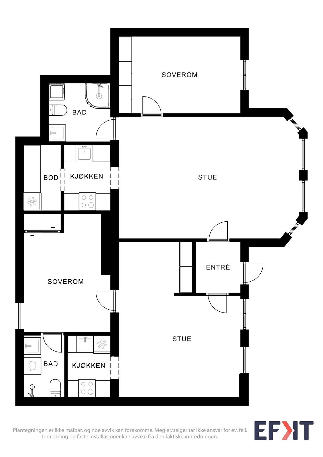 Plantegning av begge leilighetene, felles entré Galleribilde