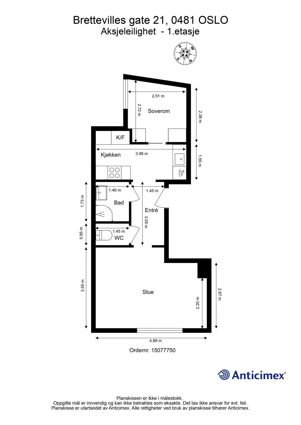Vi ser på nærmere på boligens planskisse med én gang, slik at du får orientert deg før du blar videre. I tillegg til innvendige arealer disponerer boligen en kjellerbod på 4 kvm. Galleribilde