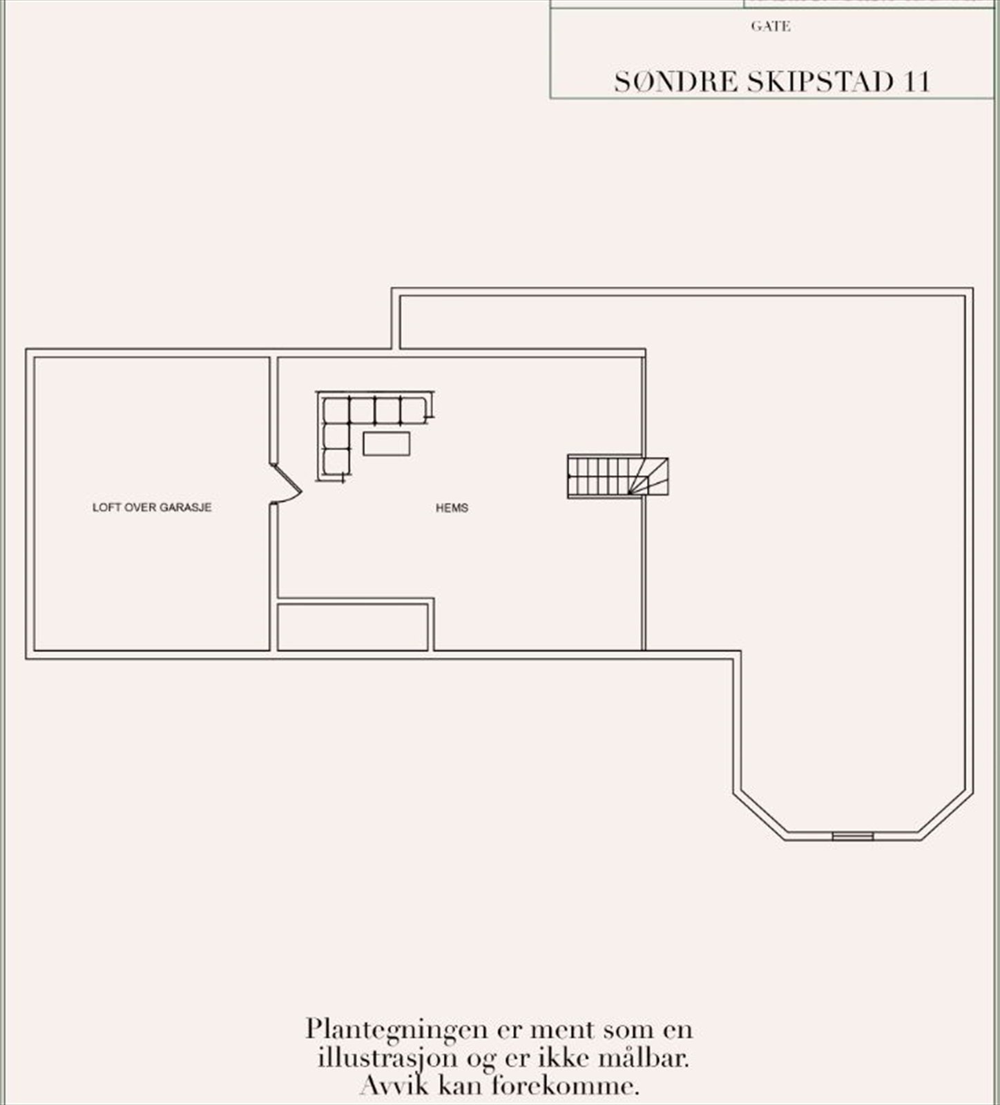 Veiledende skisse av hems og loft. Galleribilde