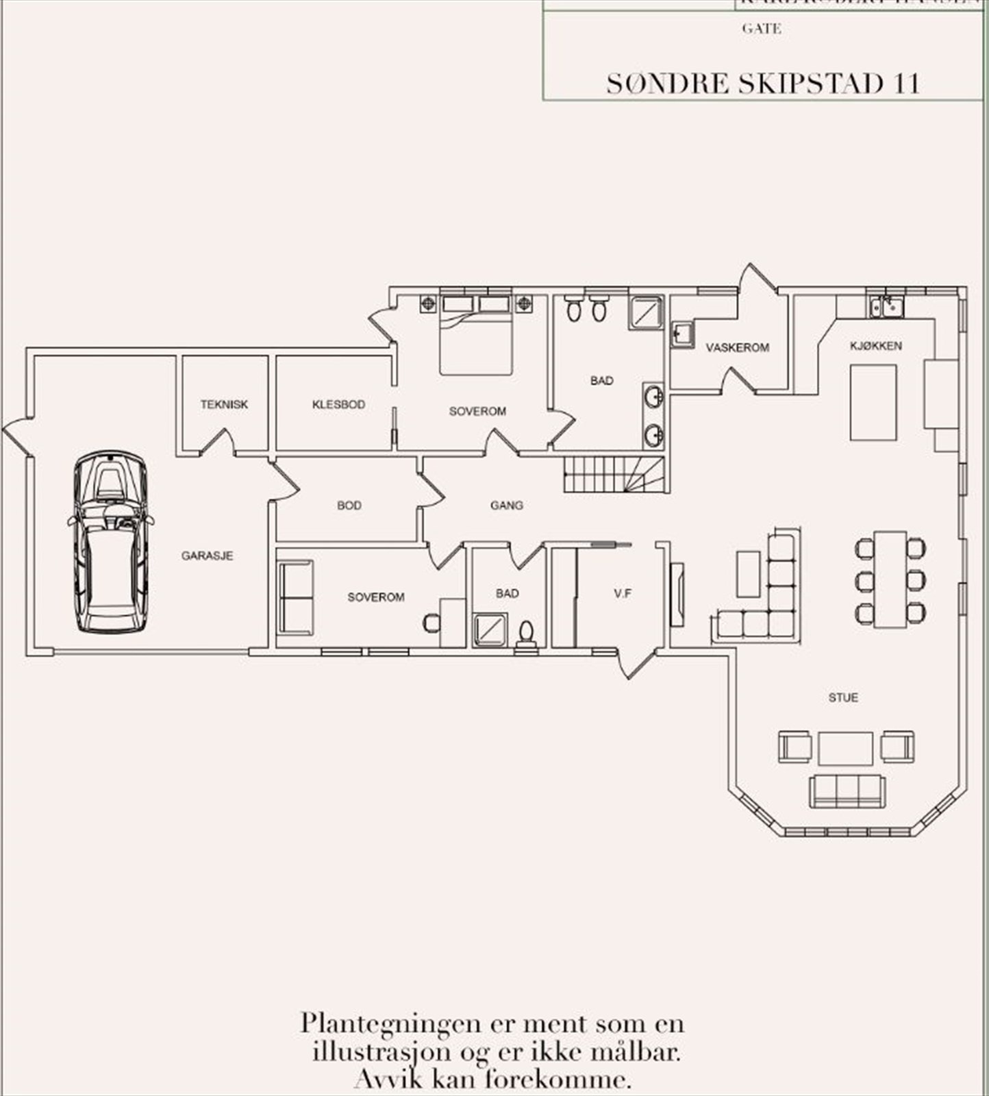 Veiledende skisse av første etasje. Galleribilde