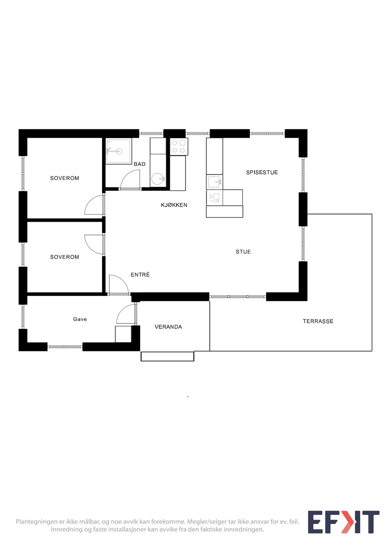 Plantegning hytte. Galleribilde