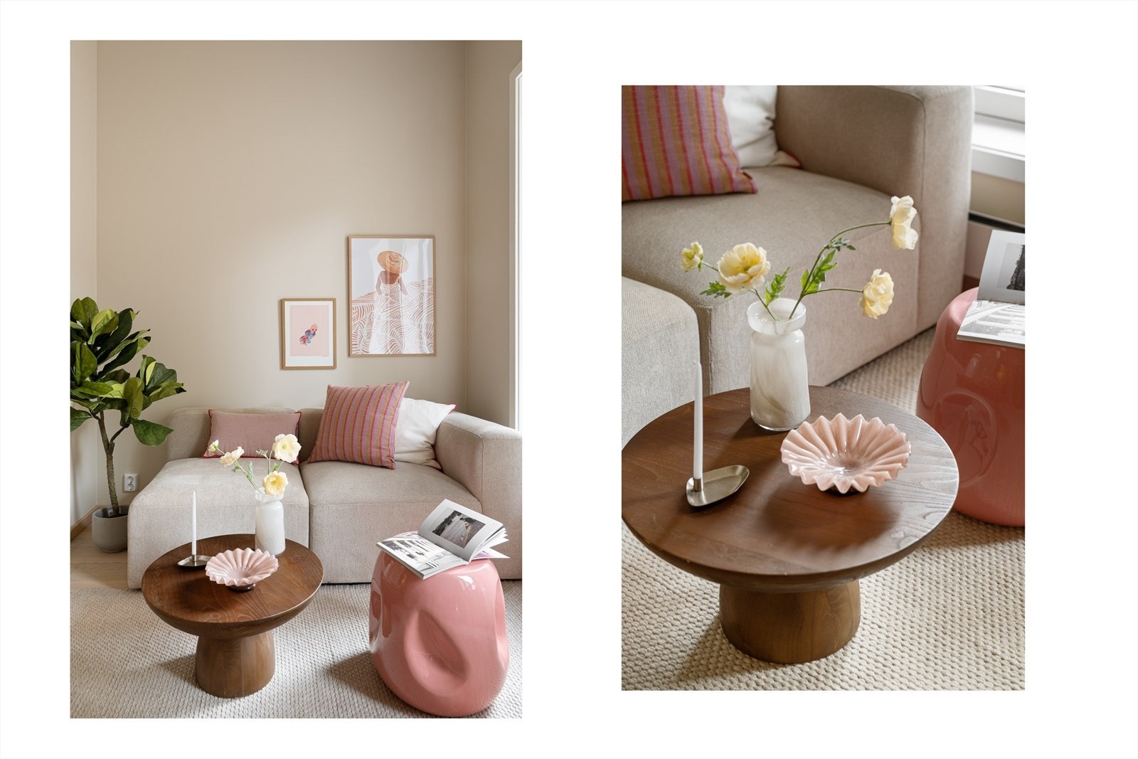 Her kan du møblere med seng eller sovesofa for fleksibel bruk av plassen. Slik som i hovedleiligheten, har også hybelen lune fargevalg og gjennomgående 1-stavs parkettgulv. Galleribilde