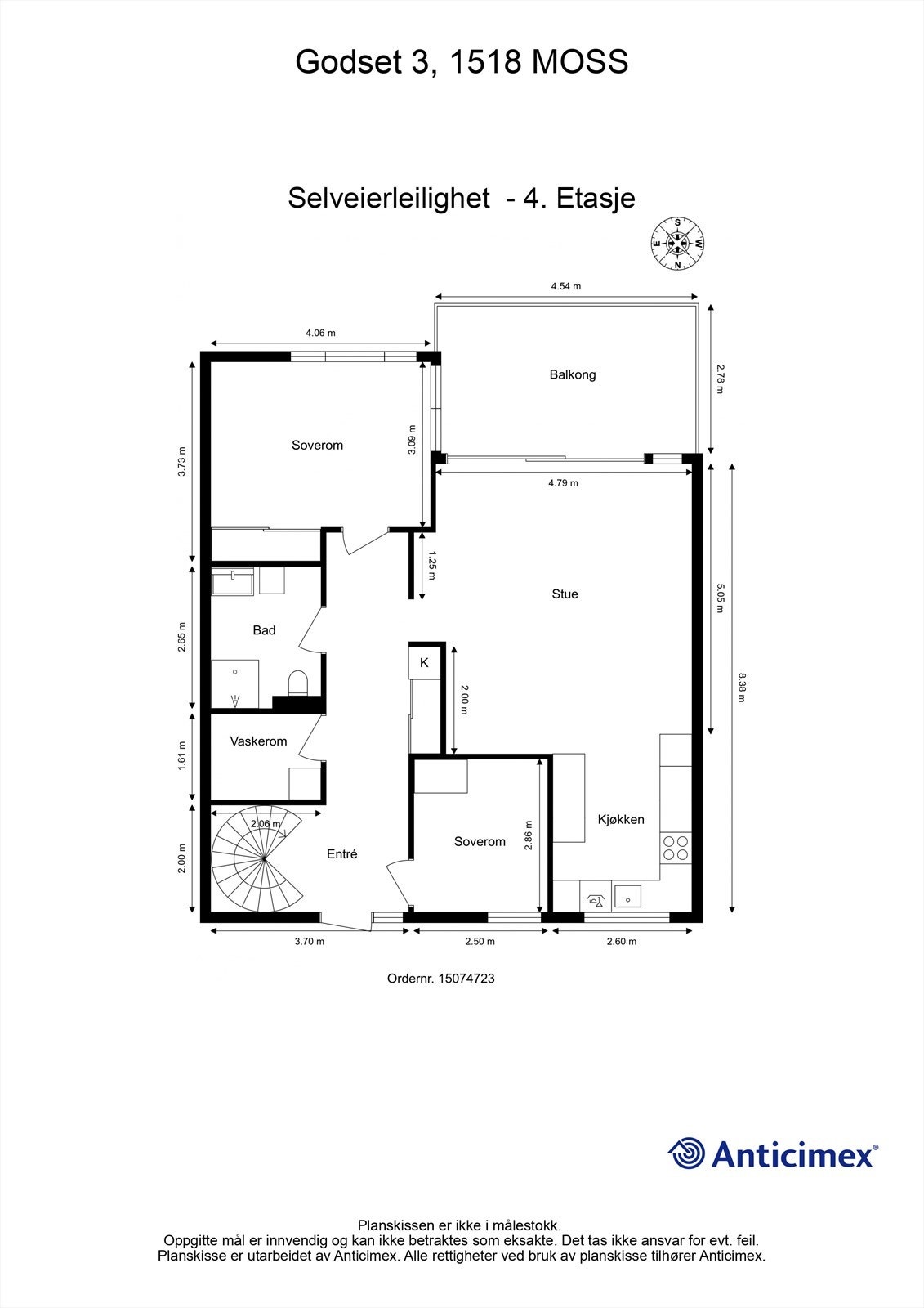 Veiledende skisse av leilighetens hovedplan. Galleribilde