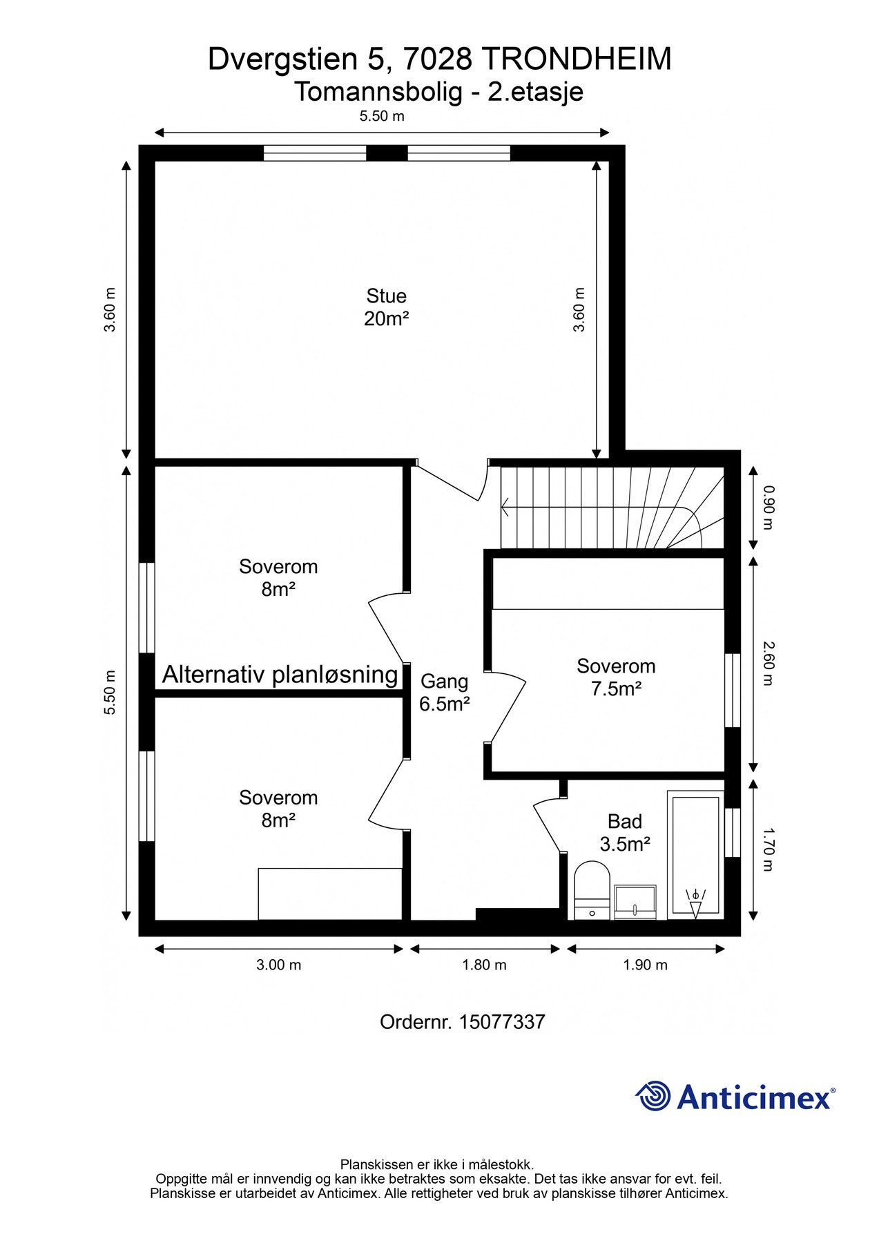 Alternativ planløsning 2. etg. Galleribilde