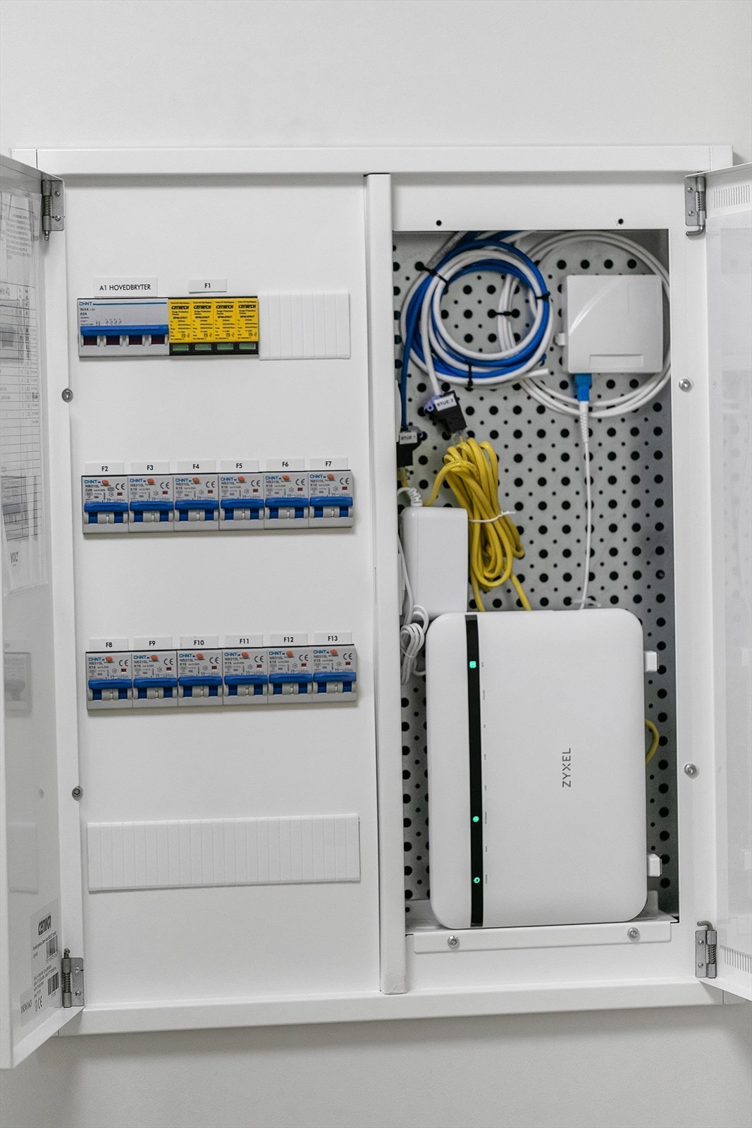 Sikringsskap plassert i bod. Galleribilde