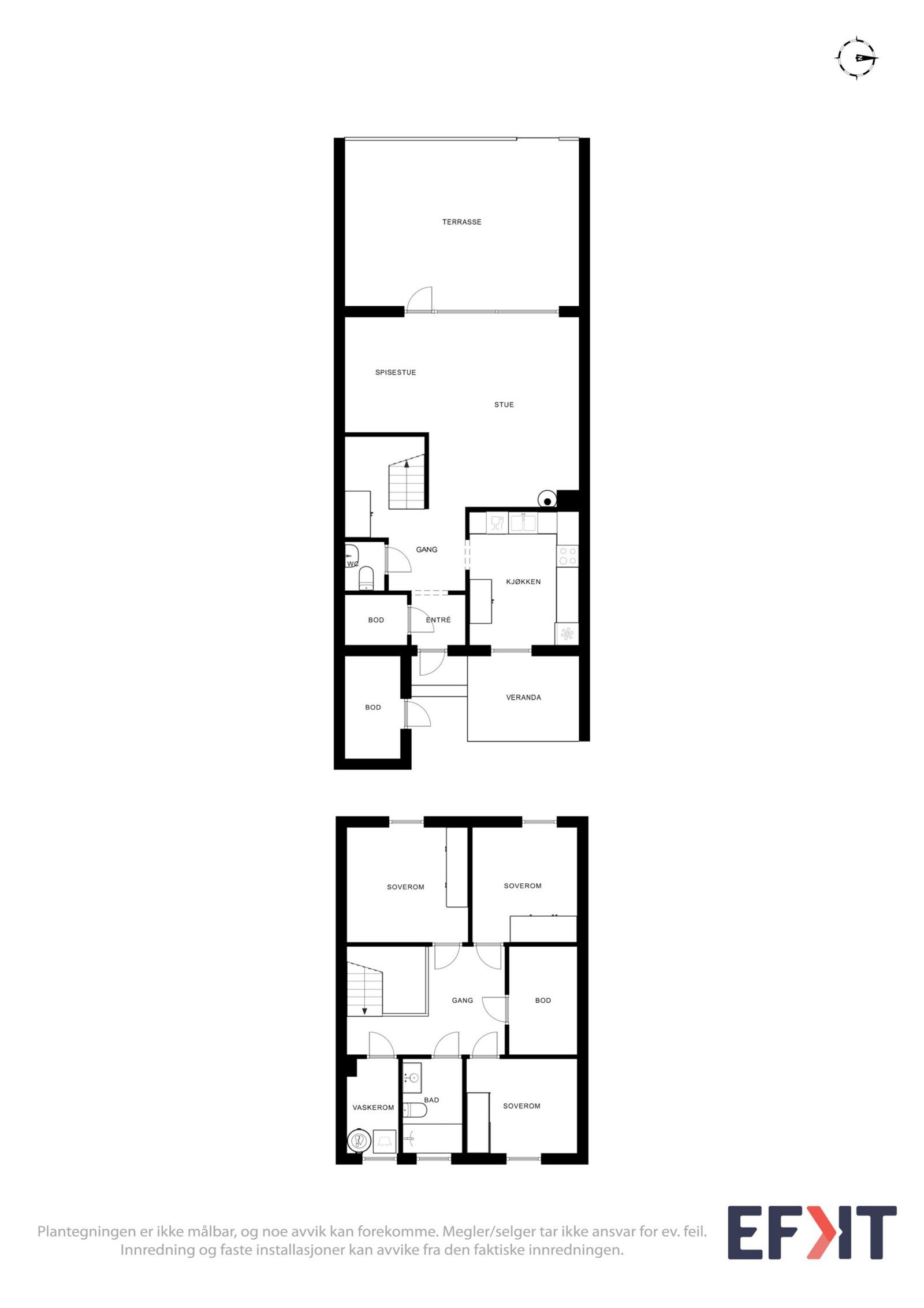 Plantegning begge plan. Galleribilde