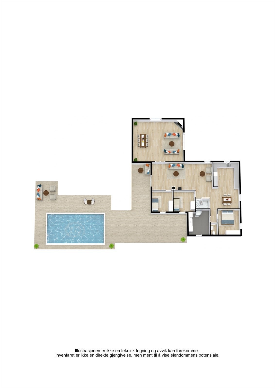 Plantegning 1.Etasje 3D. Galleribilde