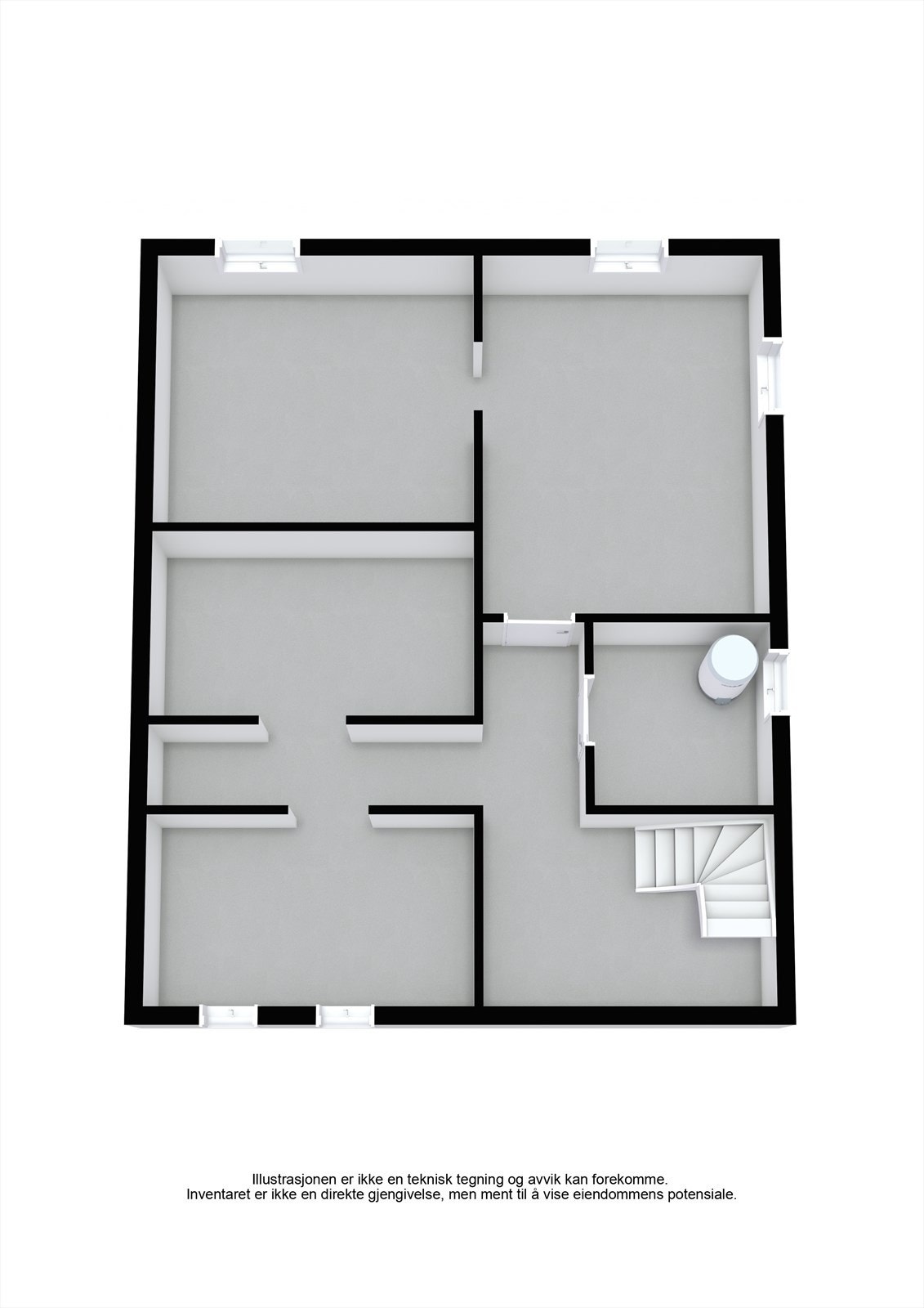 Plantegning k
jeller 3D. Galleribilde