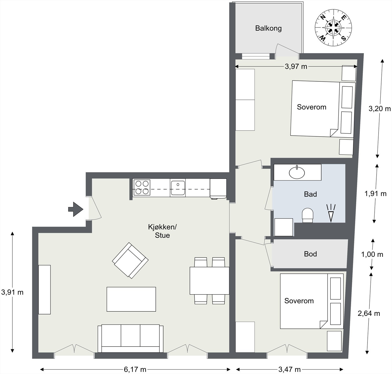 Møblert planskisse av takstmann (avvik kan forekomme) Galleribilde