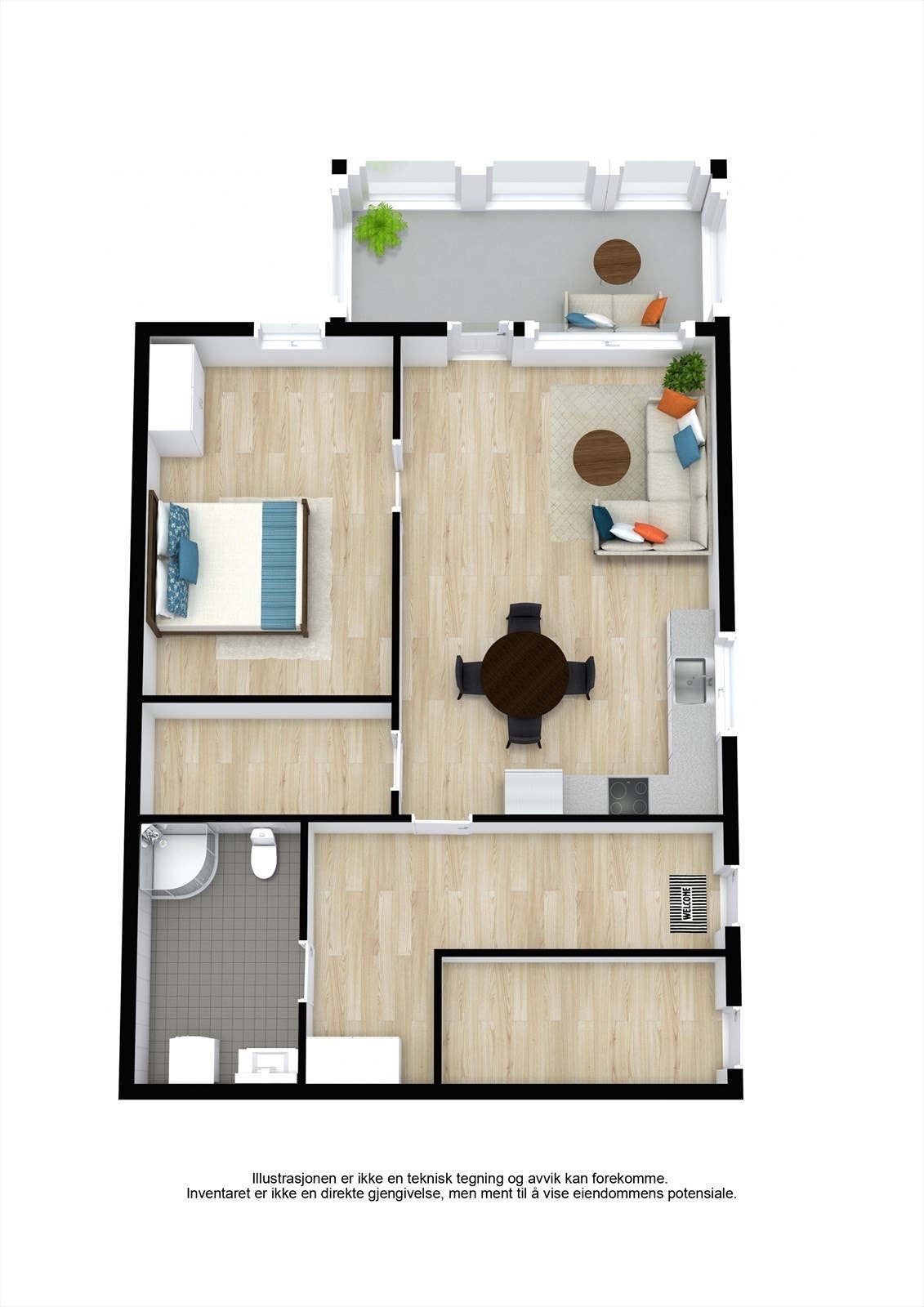 Floorplan letterhead - Hofsfossveien 3b - 1. Floor - 3D Floor Plan Galleribilde
