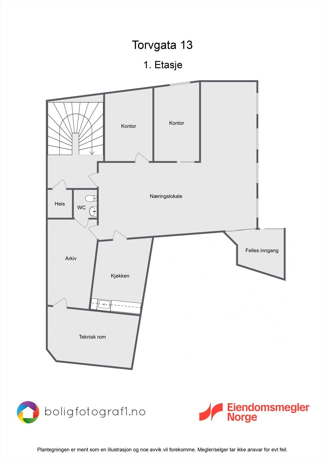 Plantegning 1. etasje Galleribilde