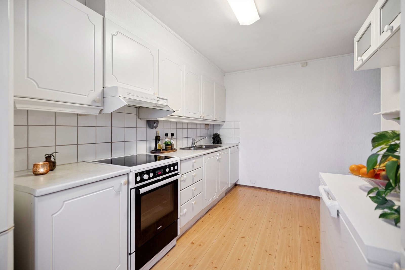 Det er avsatt plass og tilkoblinger for frittstående hvitevarer. Galleribilde