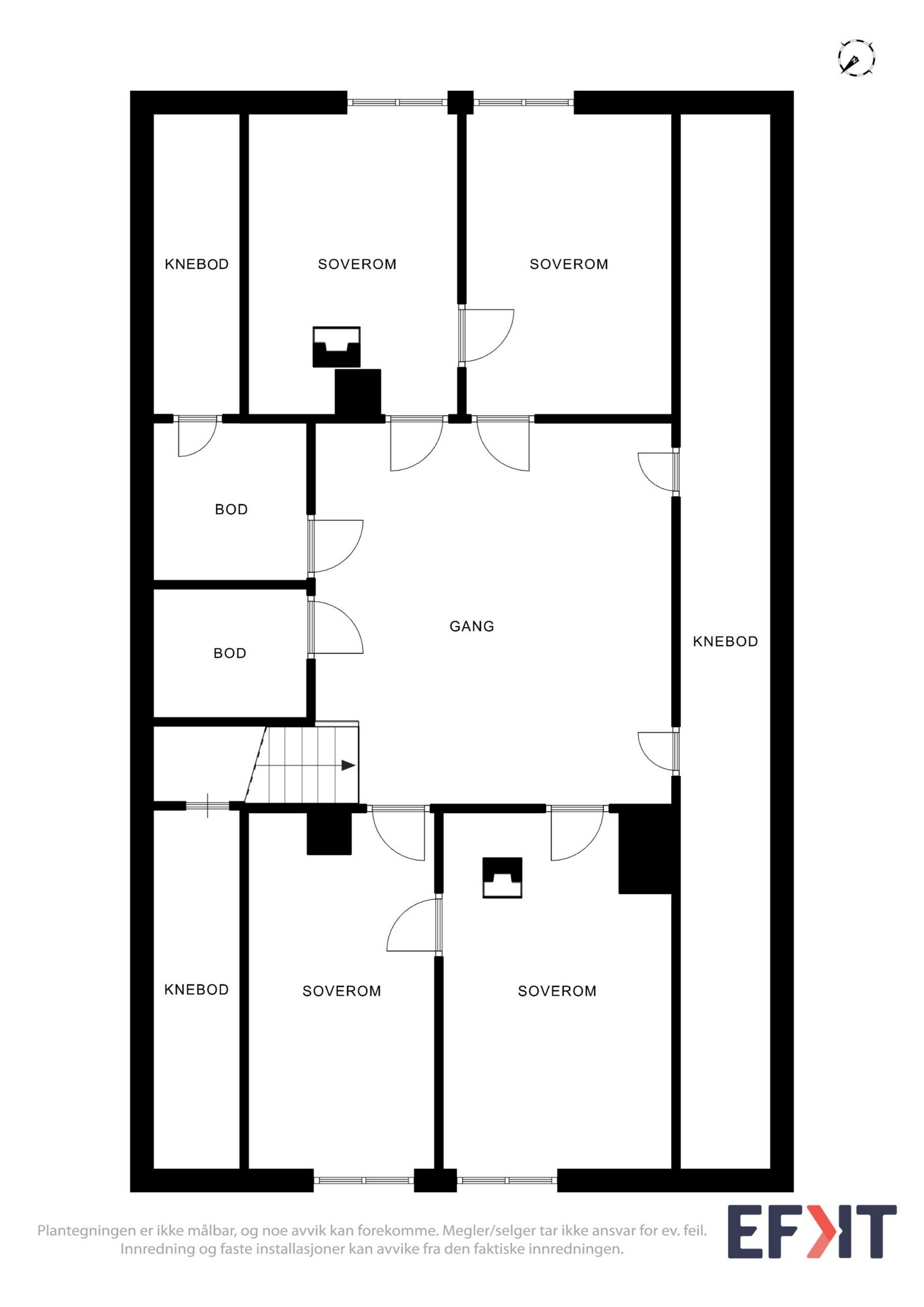 Plantegning loftsetasje. Denne er tilknyttet 1. etasje, men kan også benyttes av leiligheten om ønskelig Galleribilde
