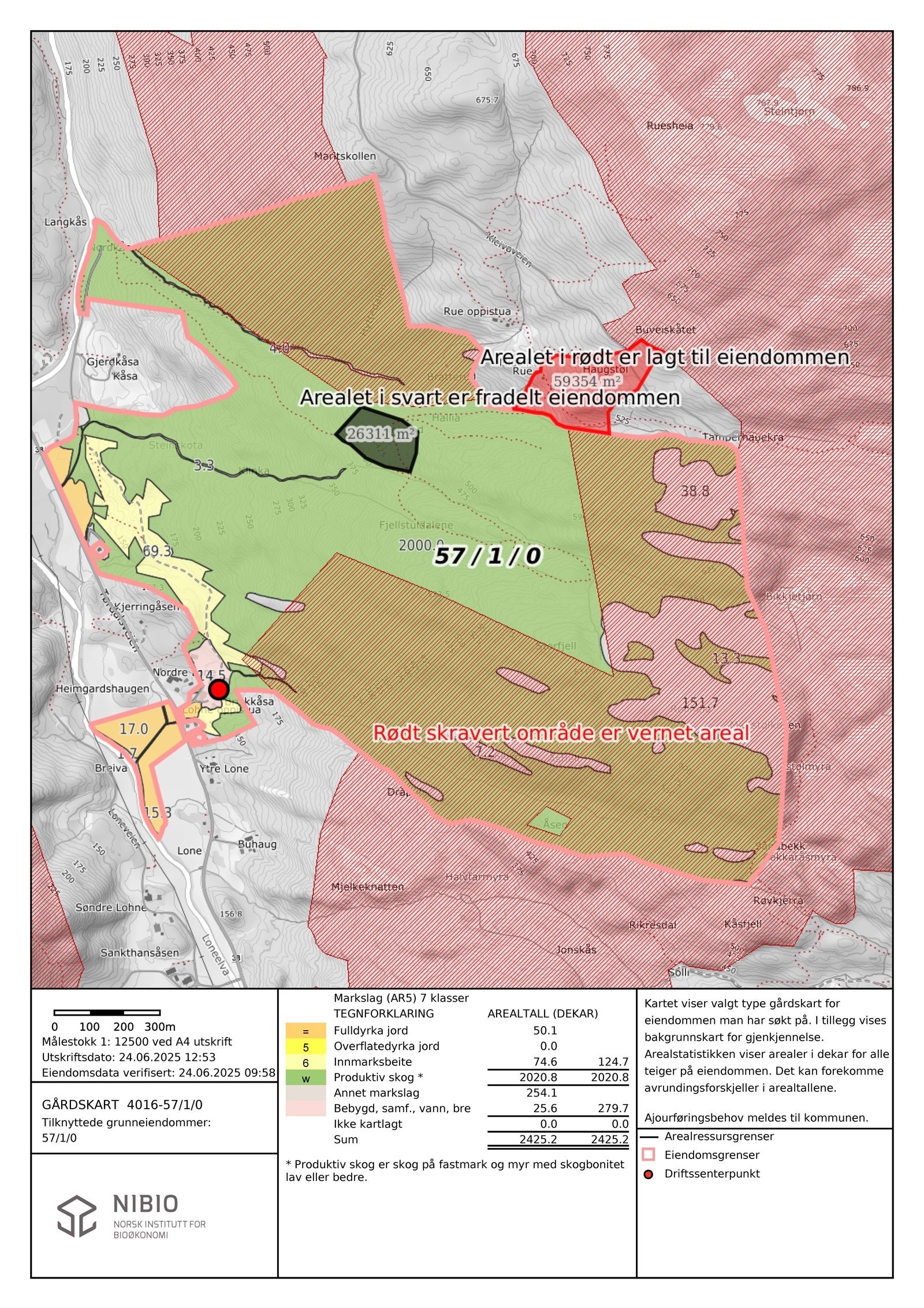 Gårdskart med verneområde og makeskifte Galleribilde