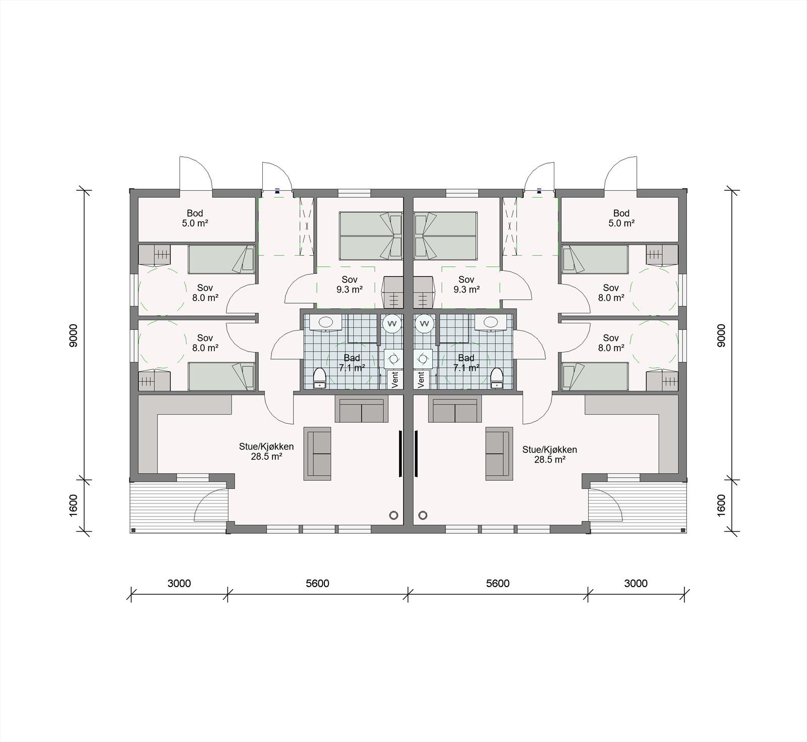 Plantegning - Bolig på ett plan med praktisk og god planløsning. Galleribilde