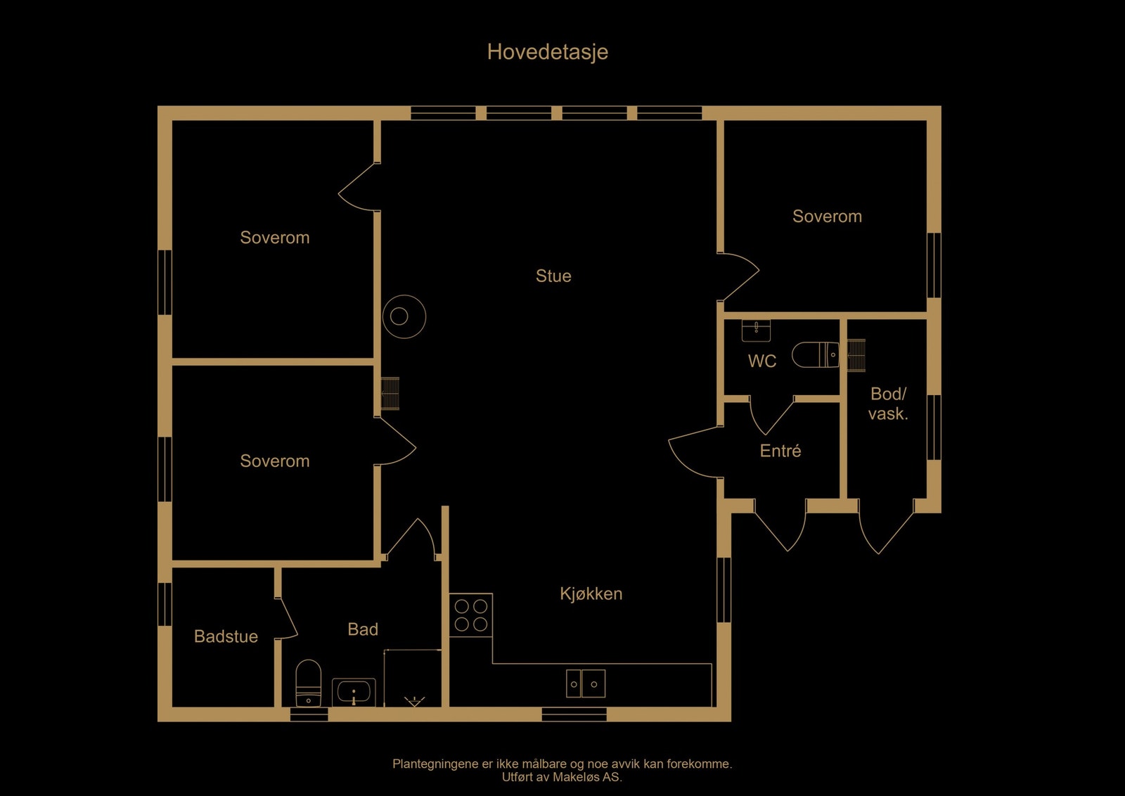 Plantegning hovedetasje - illustrasjon, avvik kan forekomme Galleribilde
