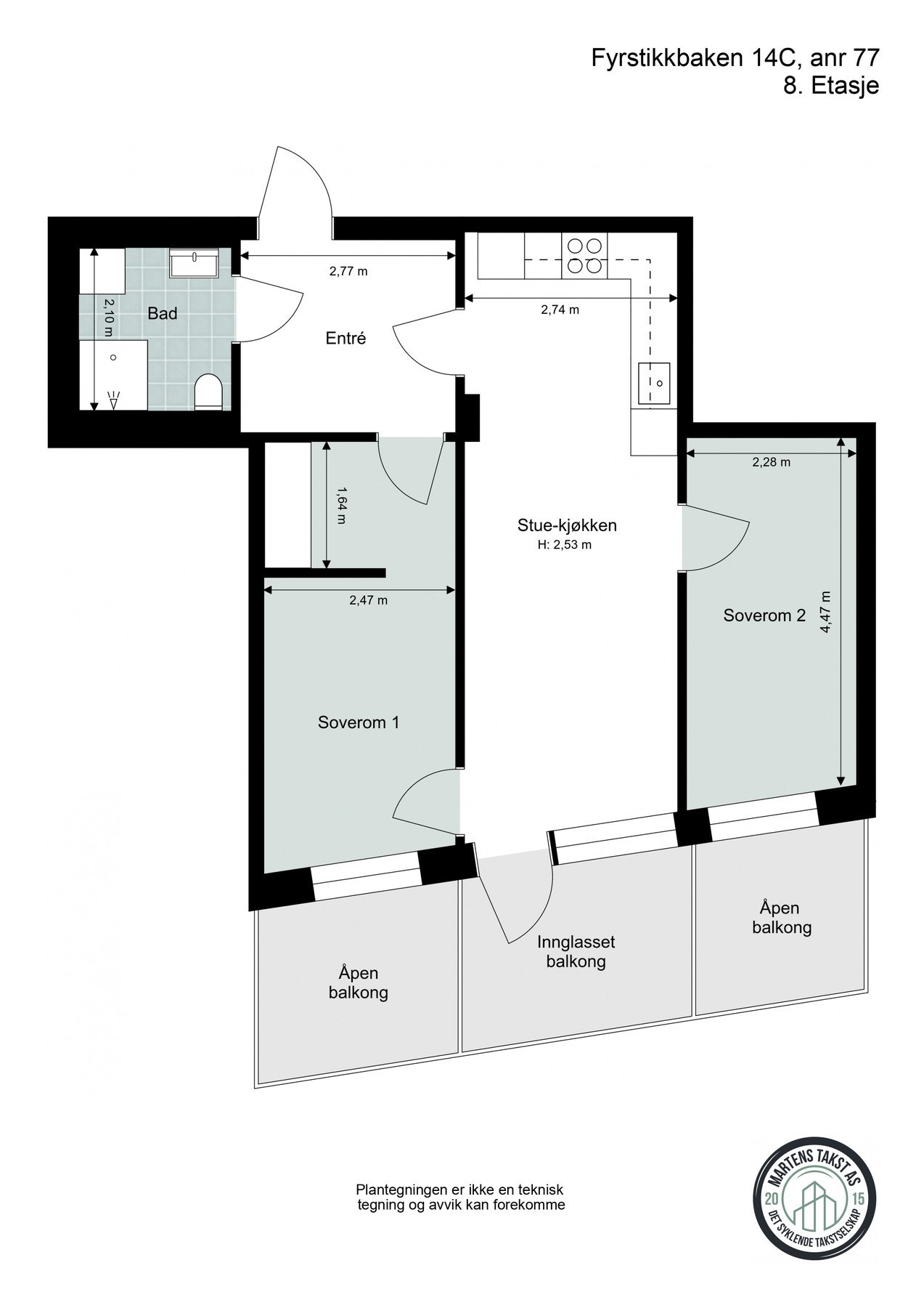 Leiligheten har en smart og effektiv planløsning Galleribilde